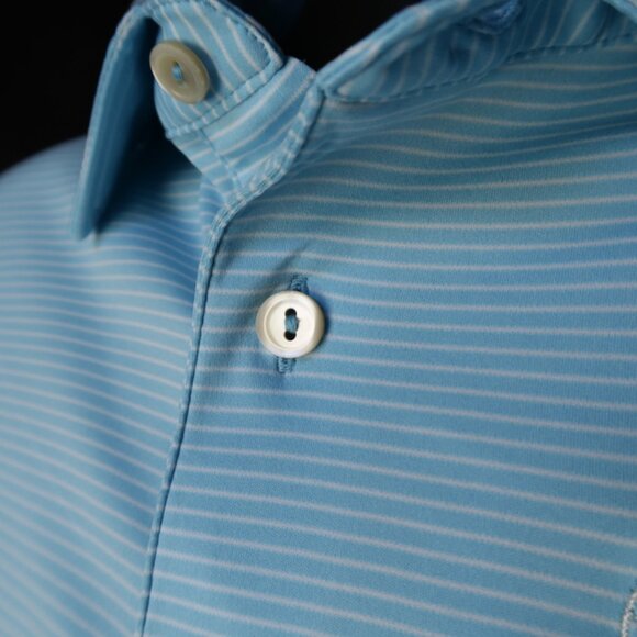 Peter Millar Summer Comfort Lt Blue Striped Stretch Performance Polo (XXL) SOFT - Picture 2 of 8